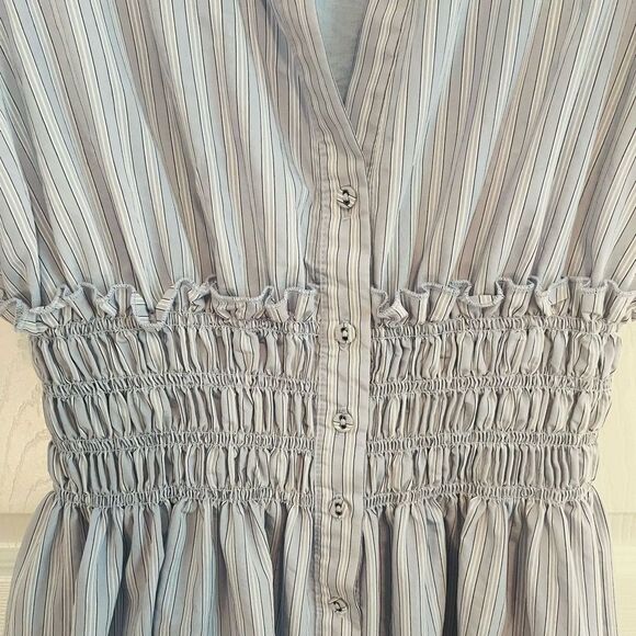 Sundays Blue Smocked Mandarin Collar Dress - Picture 8 of 10